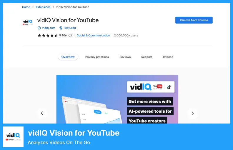 vidIQ Vision for YouTube - Analyzes Videos On The Go