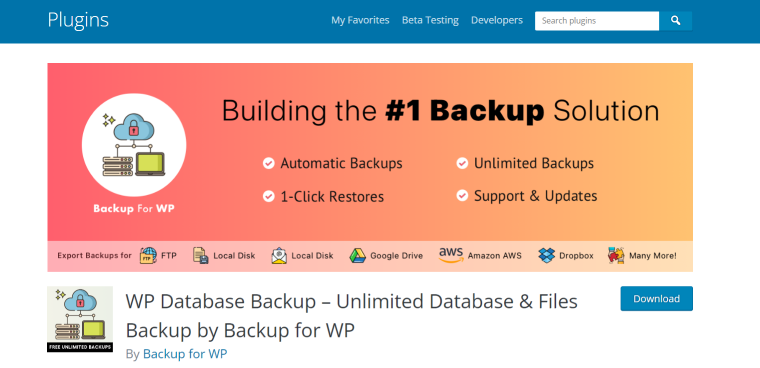 wp database backup plugin