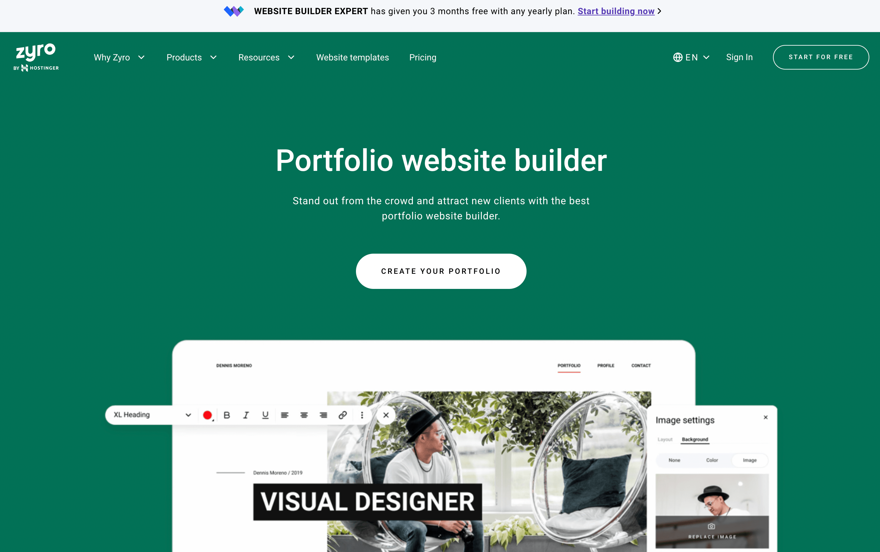 Zyro portfolio website builder