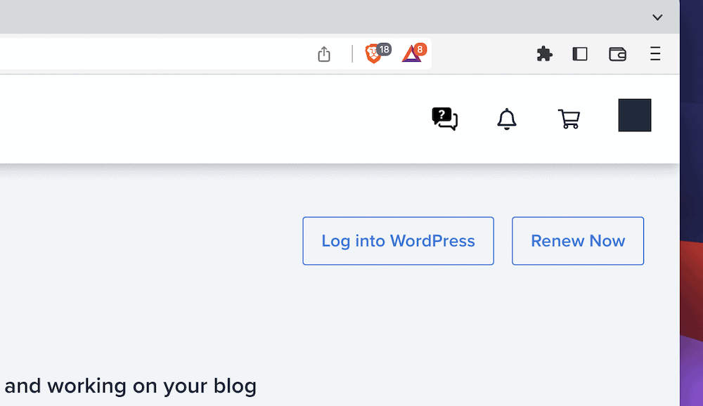 A close up of the Log into WordPress button.