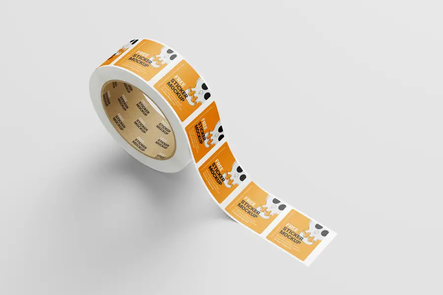 square sticker roll mockup - 
