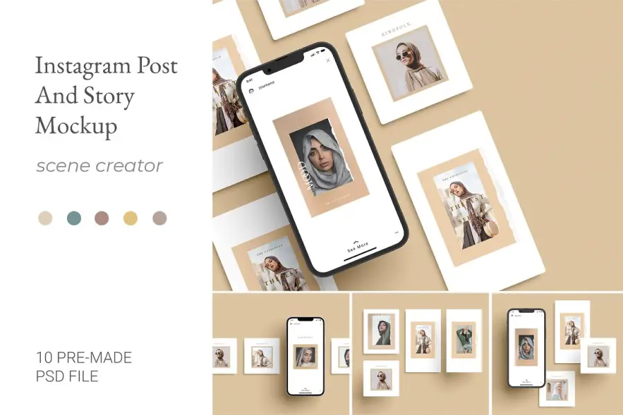 Instagram post and story mockup - 