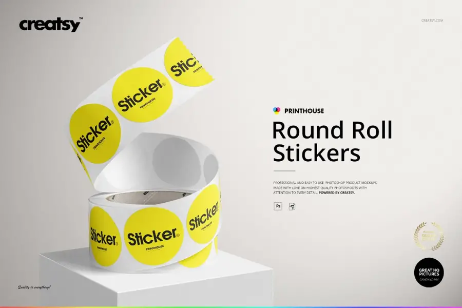 Round Roll Stickers Mockup Set - 