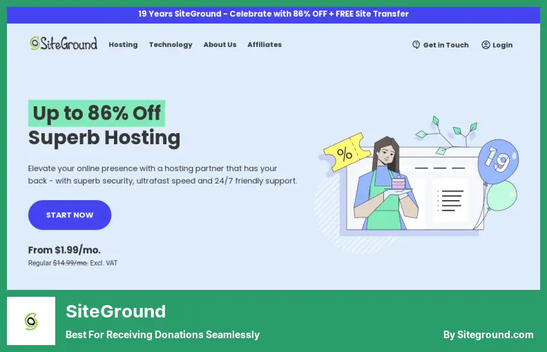 SiteGround - Best for Receiving Donations Seamlessly
