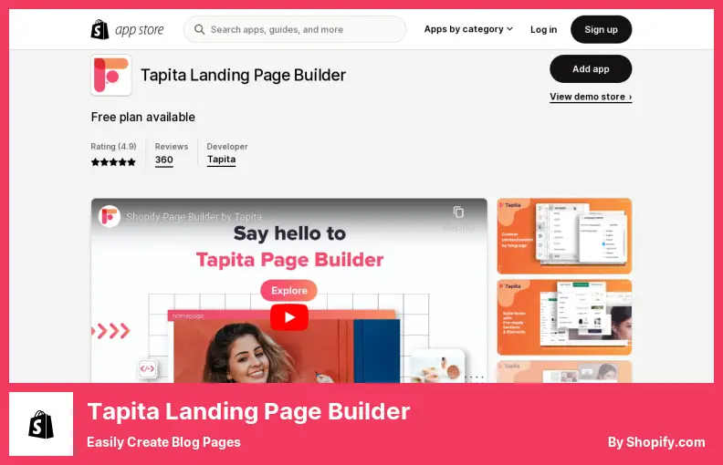 Tapita Landing Page Builder - Easily Create Blog Pages