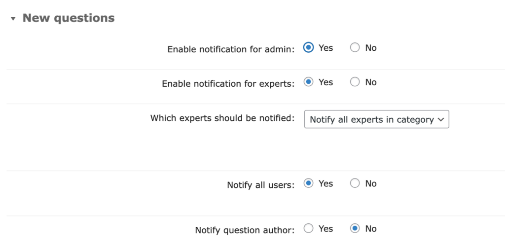 using notifications for questions and answers - q&a forum plugin