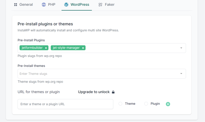 Pre-installed plugins or themes