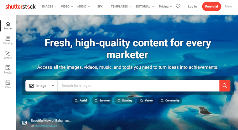 Shutterstock Membership Site Example