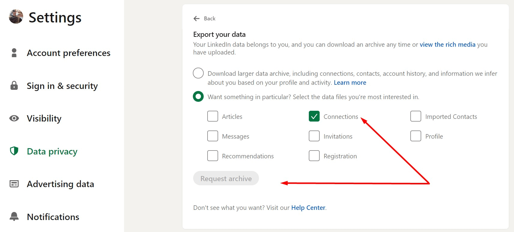 How to find someone's email address by using the LinkedIn connections download.