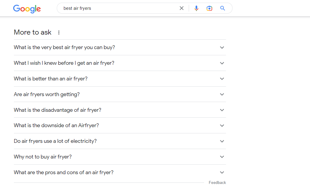 The More to Ask section in Google.