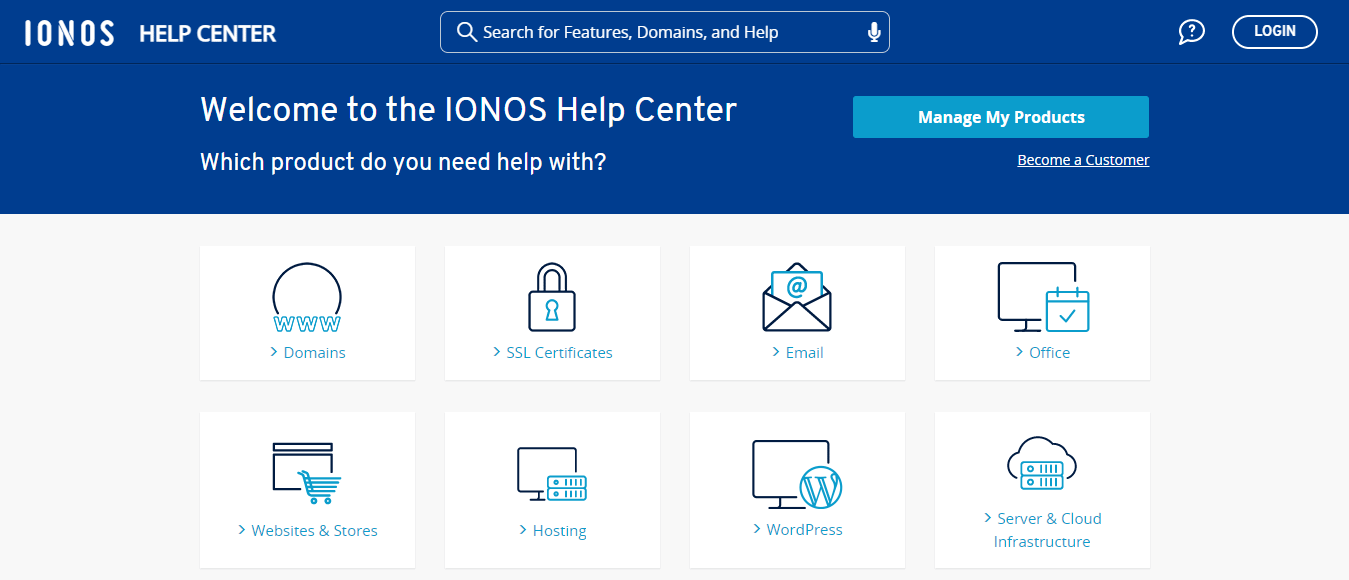 The IONOS help center.