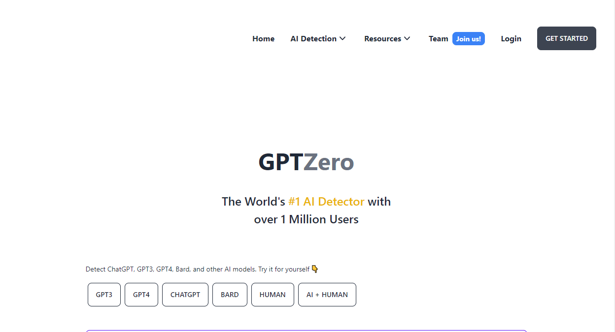 GPTZero AI Content Detector.