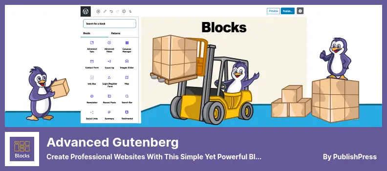 Advanced Gutenberg Plugin - Create Professional Websites With This Simple Yet Powerful Block Editor.