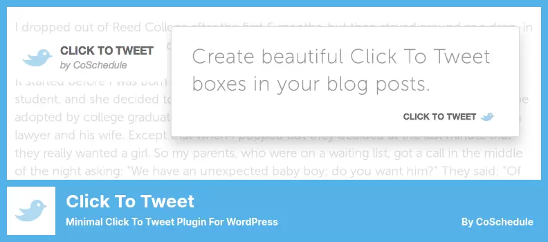 Click To Tweet Plugin - Minimal Click to Tweet plugin for WordPress
