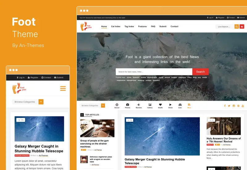 Foot Theme - Grid FrontEnd Submission Content Sharing WordPress Theme