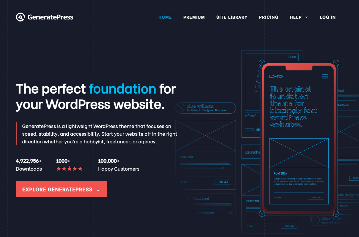 GeneratePress homepage.