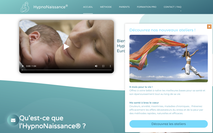 Hypno Naissance website homepage