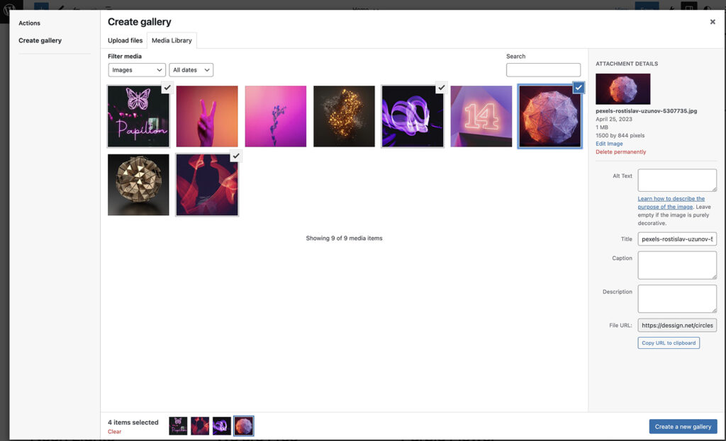 Select your photos to be added to the gallery