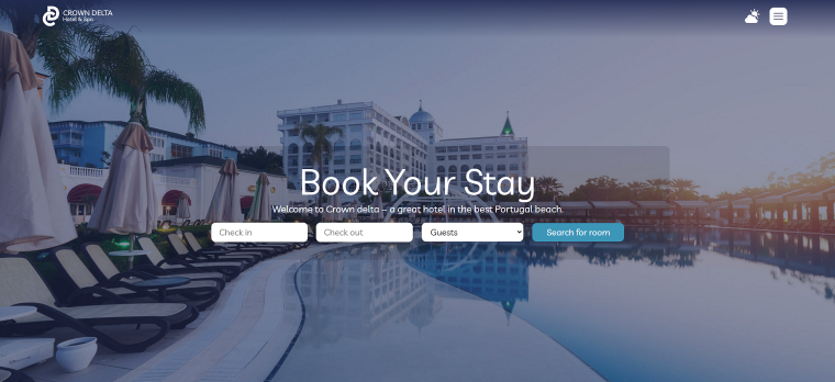 crown delta hotel website design