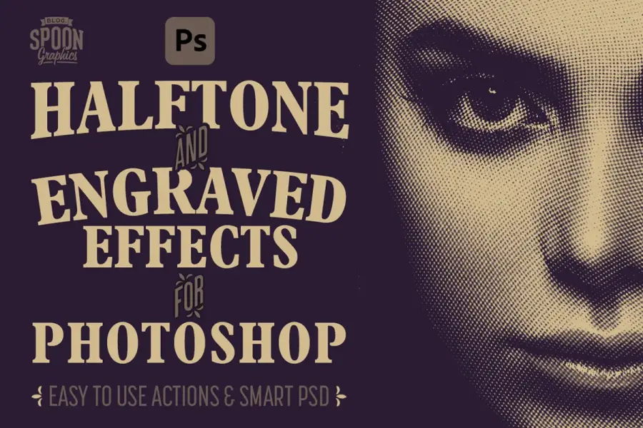 Photoshop Halftone & Engraved Effect - 