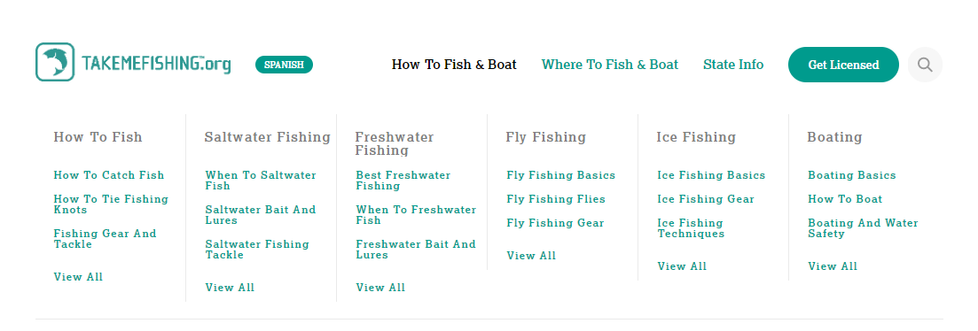 Take Me Fishing page, with an example of silo structures.