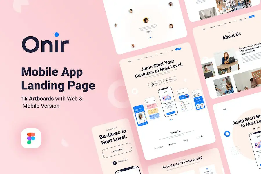 Onir - Mobile App Landing Page Figma Template - 
