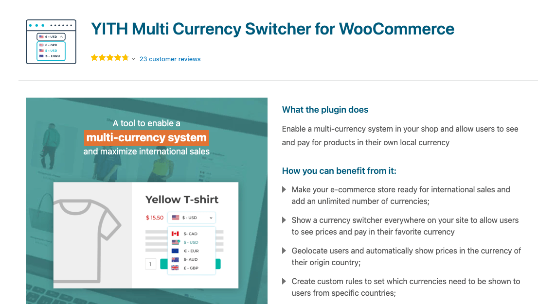 YITH Multi Currency Switcher for WooCommerce.