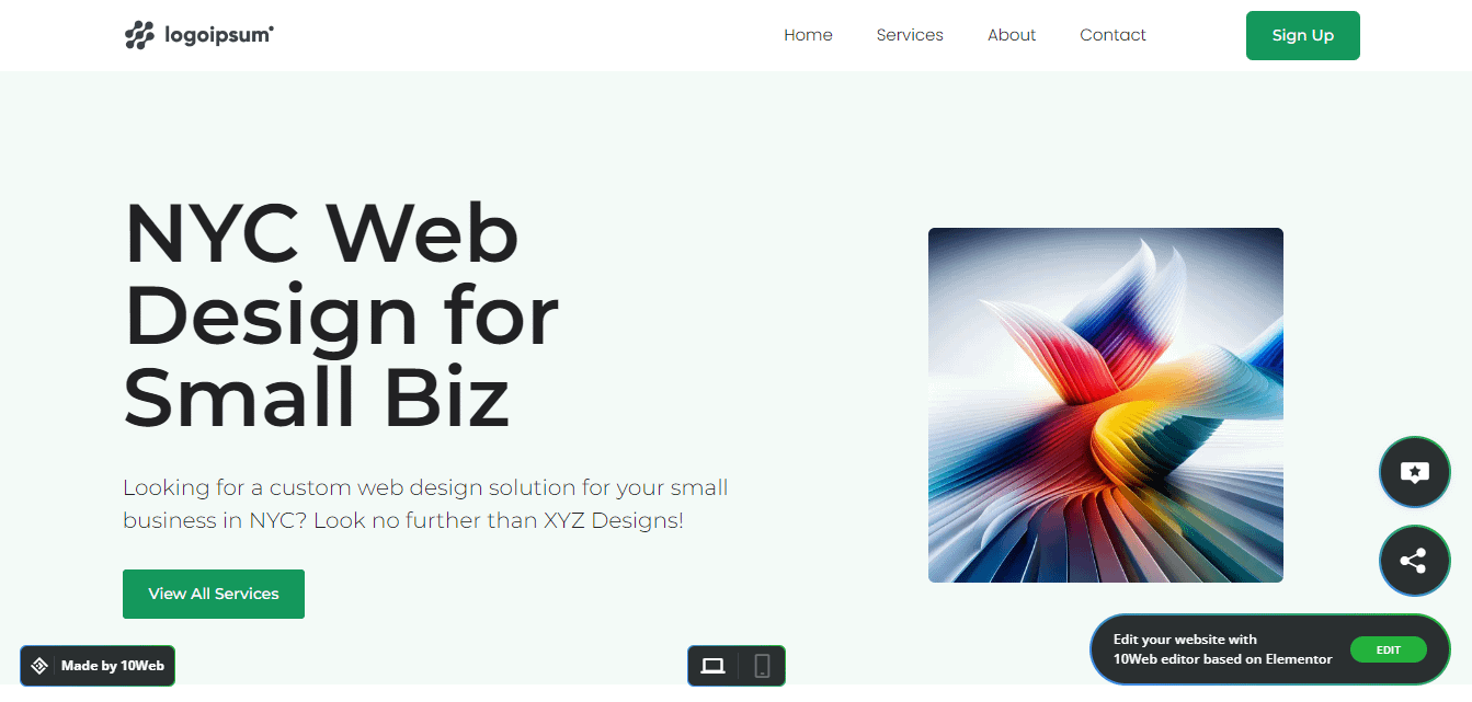 A website from the 10Web AI website builders.