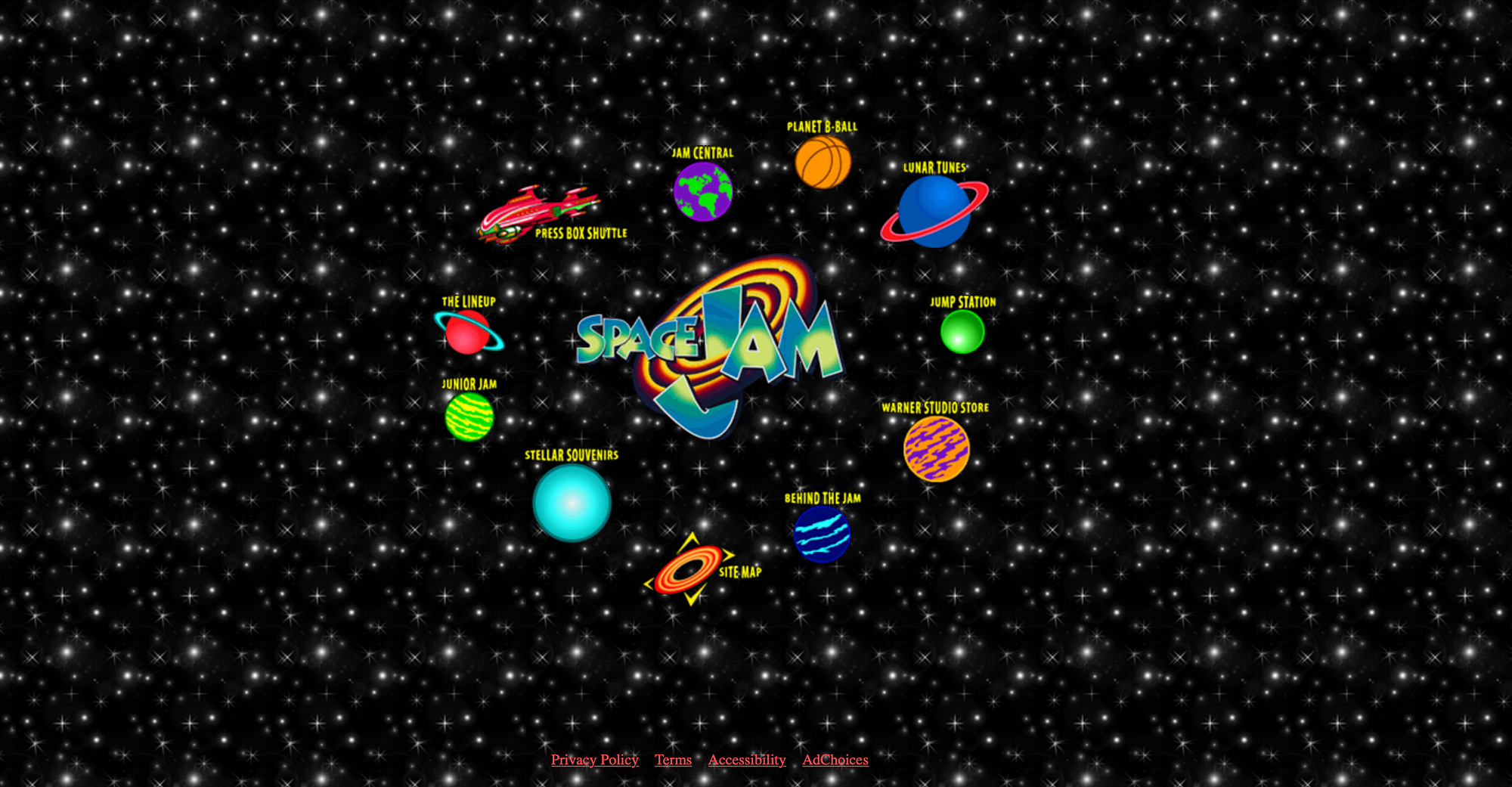 Space Jam example of 90s web design.