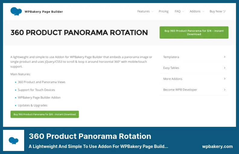 360 Product Panorama Rotation Plugin - A Lightweight and Simple to Use Addon for WPBakery Page Builder that Embeds a Panorama Image