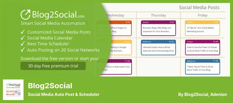 Blog2Social Plugin - Social Media Auto Post & Scheduler