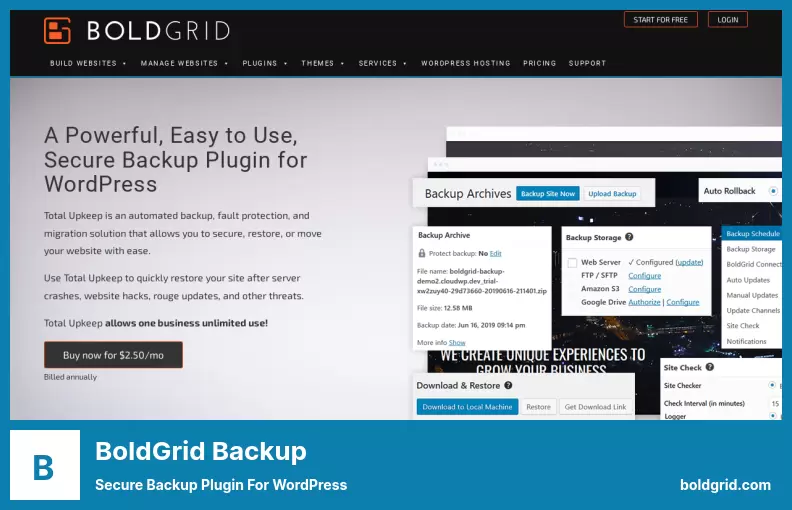 BoldGrid Backup Plugin - Secure Backup Plugin for WordPress