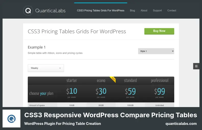 CSS3 Responsive WordPress Compare Pricing Tables Plugin - WordPress Plugin for Pricing Table Creation