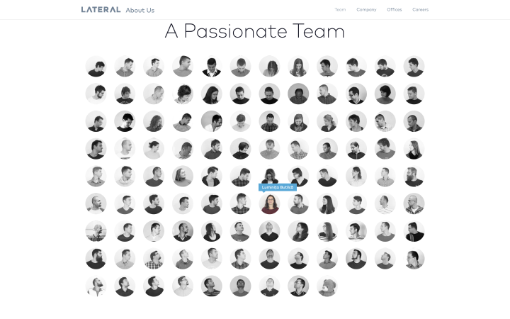 Lateral meet the team page