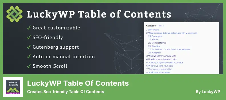 LuckyWP Table of Contents Plugin - Creates Seo-friendly Table Of Contents