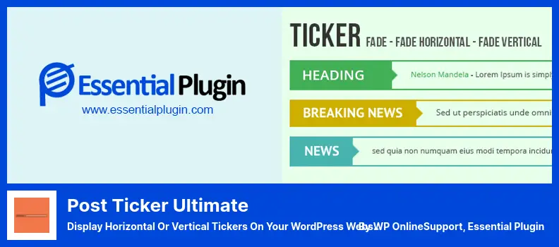 Post Ticker Ultimate Plugin - Display Horizontal or Vertical Tickers On Your WordPress Website