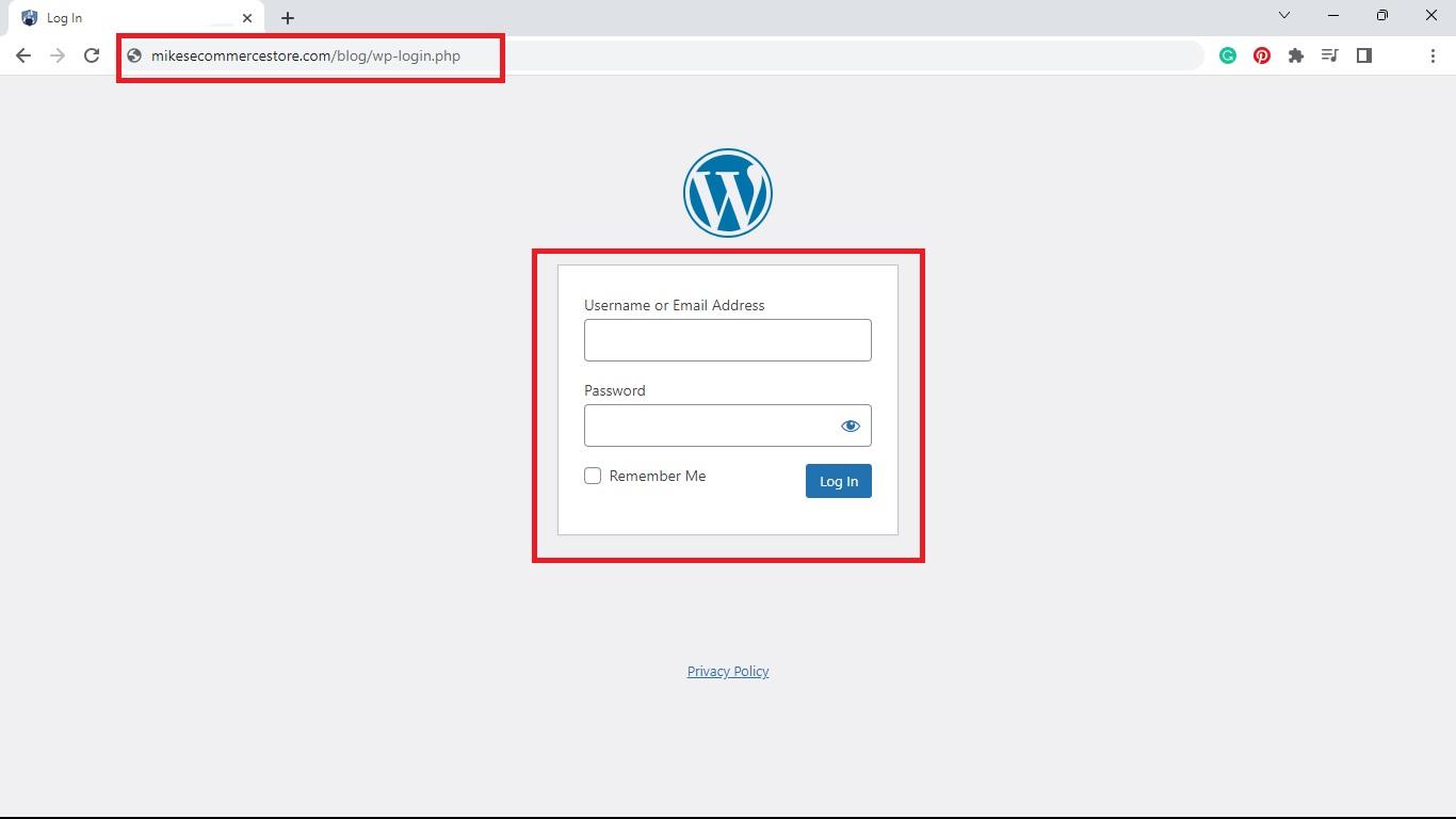 how to get into the wordpress dashboard in a sub directory