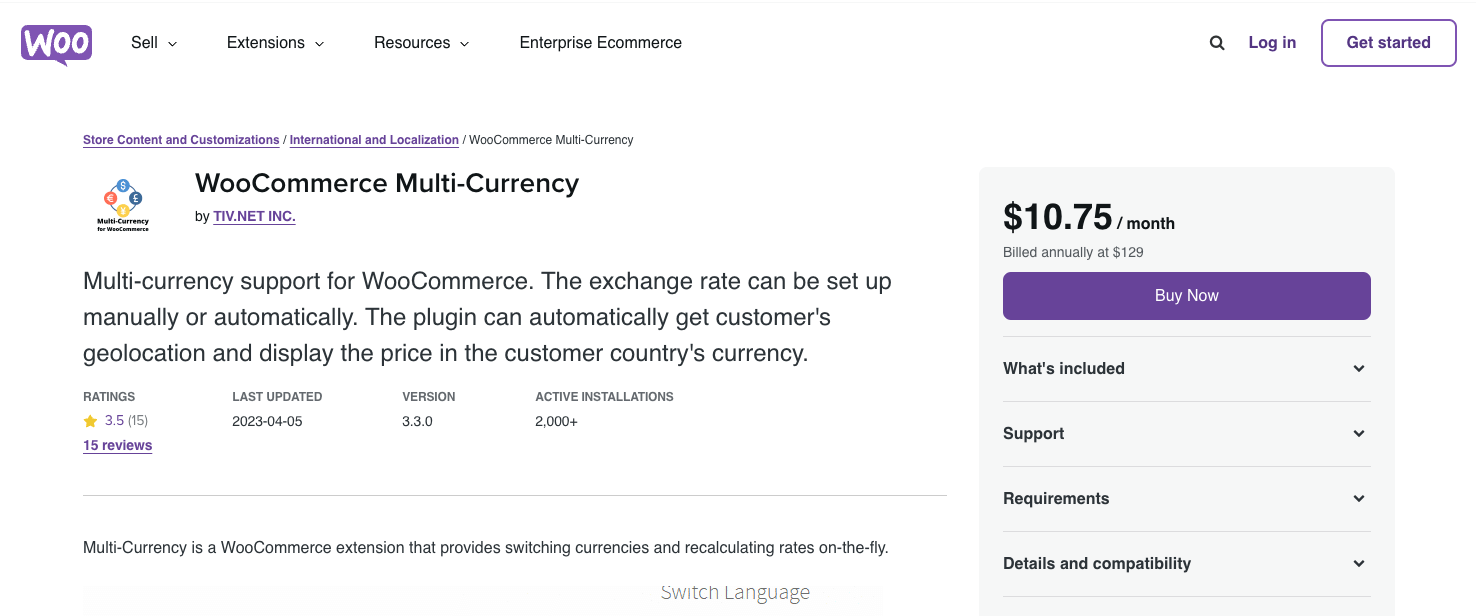WooCommerce Multi Currency.