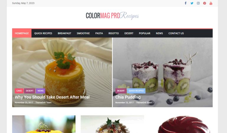 ColorMag Best WordPress Theme for Food Blog