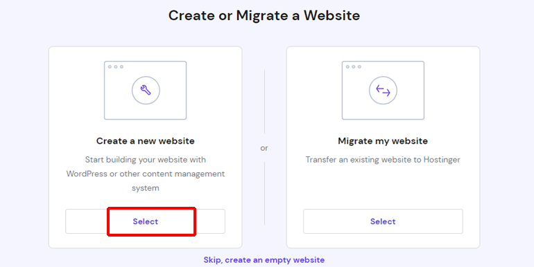 Create or Migrate a New Website