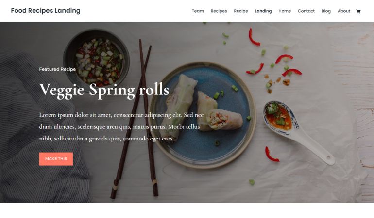 Divi WordPress Theme Food Template