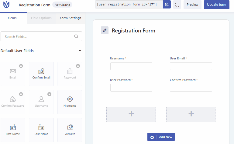 Drag and Drop Registration Form Builder User Registration 3.0 Giveaway