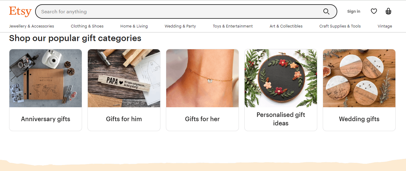 Etsy homepage is one option for how to sell digital art.