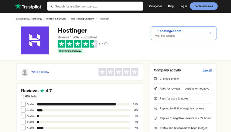 Hostinger Reviews and Ratings
