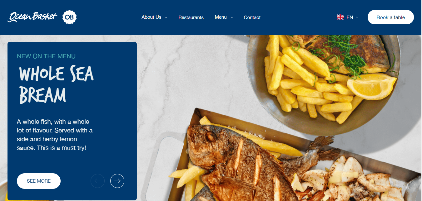 A restaurant website.