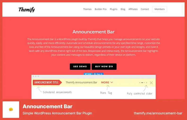 Themify Announcement Bar Plugin - Simple WordPress Announcement Bar Plugin