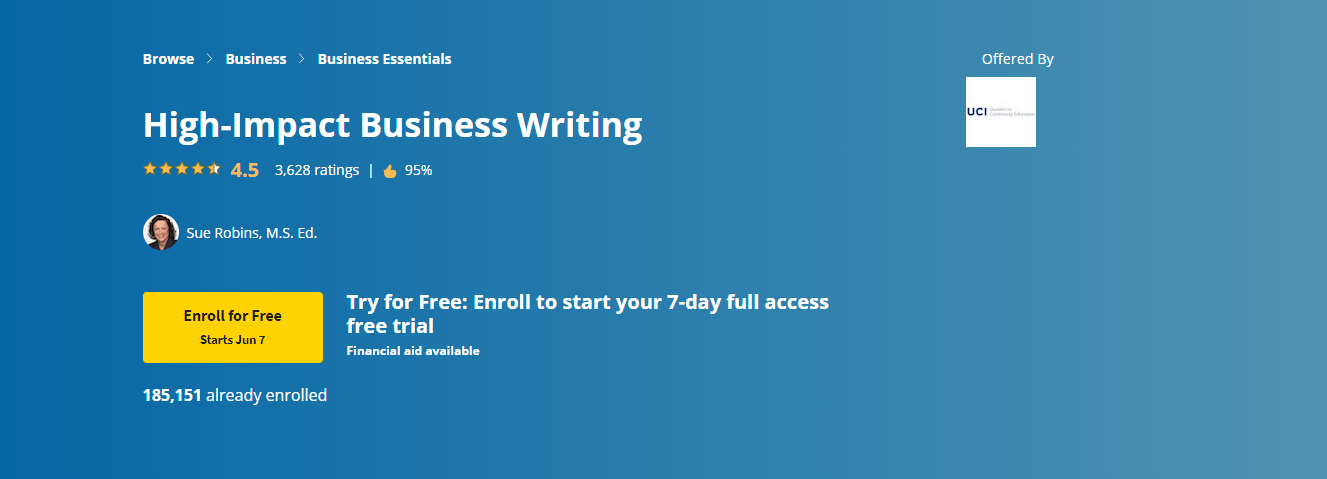 High-Impact Business Writing course banner.