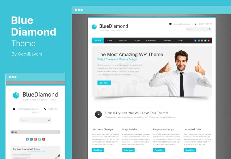Blue Diamond Theme - Responsive Corporate WordPress Theme
