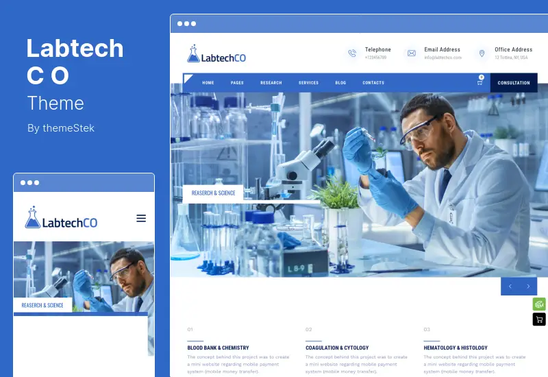 LabtechCO Theme - Laboratory & Science Research WordPress Theme