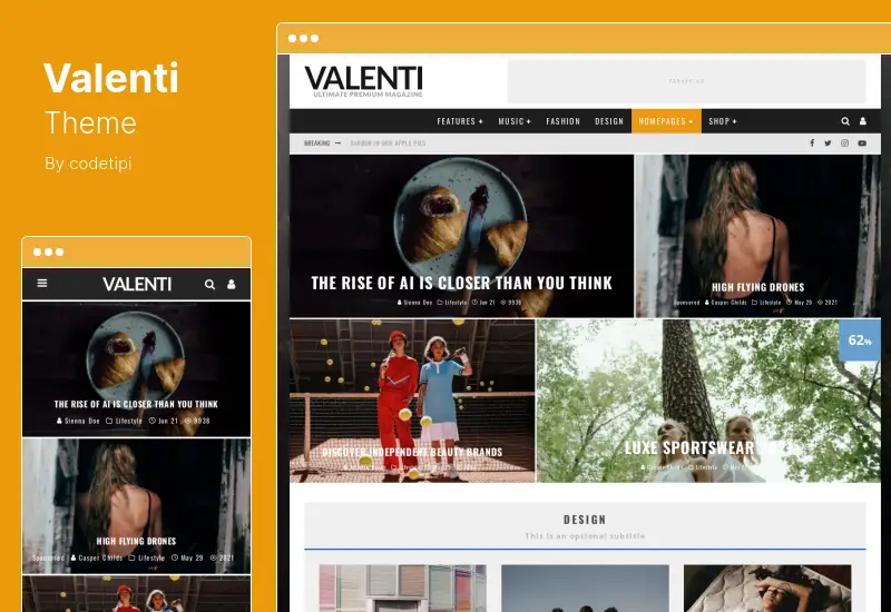 Valenti Theme - HD Review Magazine News WordPress Theme